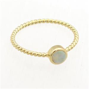 circle Fire Opal Rings, copper, gold plated, approx 5mm, 18mm dia