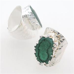 green Solar Quartz Druzy Rings, silver plated, approx 20-30mm
