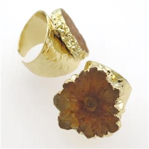 yellow Solar Quartz Druzy Rings, gold plated, approx 20-30mm