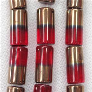 red Jadeite Glass tube beads, approx 10x20mm