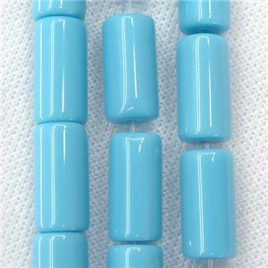 blue Jadeite Glass tube beads, approx 10x20mm