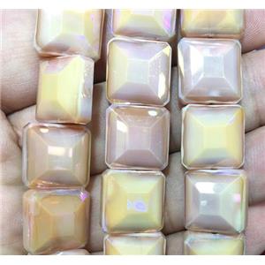 chinese crystal glass bead, faceted square, approx 14x14mm, 44pcs per st