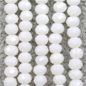 white chinese crystal glass beads, faceted rondelle, approx 2.5x3mm, 150 pcs per st