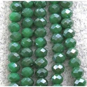 green chinese crystal glass beads, faceted rondelle, AB-color electroplated, approx 2.5x3mm, 150 pcs per st