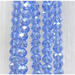 blue chinese crystal glass beads, faceted rondelle, AB-color electroplated, approx 2.5x3mm, 150 pcs per st