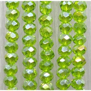 olive chinese crystal glass beads, faceted rondelle, approx 2.5x3mm, 150 pcs per st