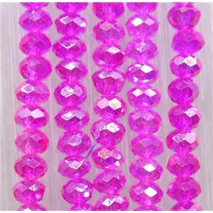 hotpink chinese crystal glass beads, faceted rondelle, approx 2.5x3mm, 150 pcs per st