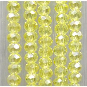 yellow chinese crystal glass beads, faceted rondelle, approx 2.5x3mm, 150 pcs per st