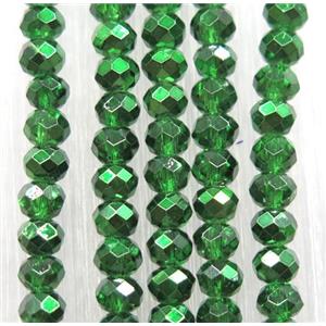 green chinese crystal glass beads, faceted rondelle, approx 2.5x3mm, 150 pcs per st