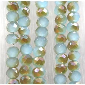 blue chinese Jadeite Glass beads, faceted rondelle, approx 2.5x3mm, 150 pcs per st