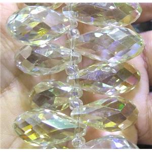 Chinese crystal glass bead, faceted teardrop, approx 12x25mm, 100pcs per st