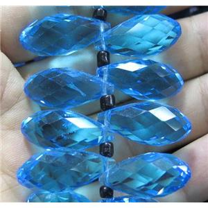 Chinese crystal glass bead, faceted teardrop, approx 12x25mm, 100pcs per st