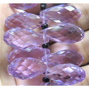 Chinese crystal glass bead, faceted teardrop, approx 12x25mm, 100pcs per st