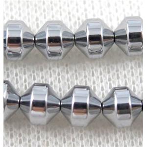 hematite awl beads, platinum, approx 6mm dia