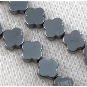 black Hematite Clover Beads, approx 8mm dia