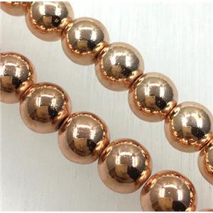 round hematite beads, rose gold, approx 3mm dia