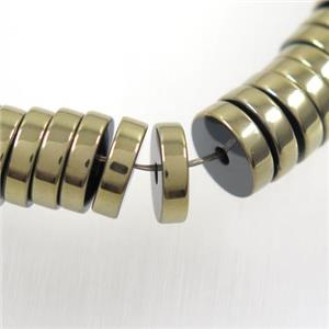 lt.golden Hematite heishi beads, approx 2x12mm