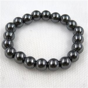 black Hematite bracelet, round, approx 10mm dia