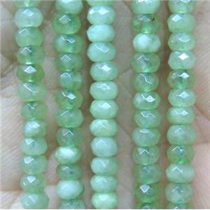 tiny jade bead, faceted rondelle, dye green, approx 2x4mm