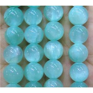 jade bead, round, stabile, aqua, 14mm dia, 28pcs per st