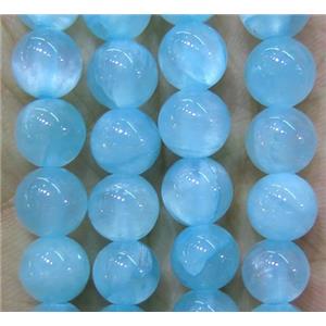 aqua jade bead, round, stabile, 8mm dia, 50pcs per st