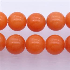 orange jade bead, round, stabile, approx 12mm dia, 32pcs per st