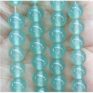 round jade stone beads, dye, green, approx 4mm dia