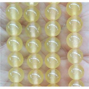 round jade stone beads, dye, cream, approx 8mm dia