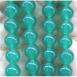 round jade stone beads, dye, green, approx 4mm dia