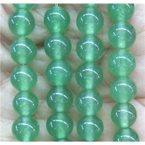 round jade stone beads, dye, green, approx 10mm dia