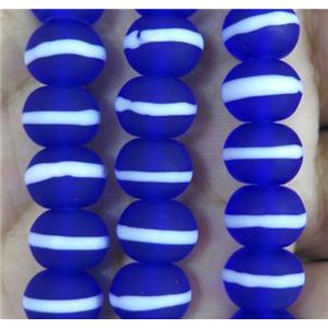 Deepblue Lampwork Glass Rondelle Beads Matte, approx 10mm dia, 50pcs per st