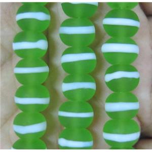 Green Lampwork Glass Rondelle Beads Matte, approx 10mm dia, 50pcs per st