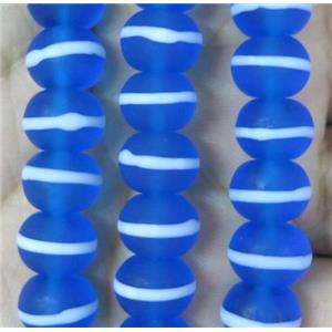 Blue Lampwork Glass Rondelle Beads Matte, approx 10mm dia, 50pcs per st