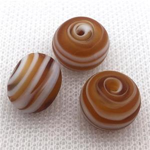 coffee Lampwork Glass rondelle beads, matte, approx 13x16mm