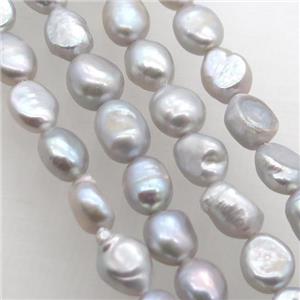 gray Freshwater Pearl beads, freeform, approx 9-10mm