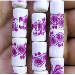 Porcelain beads, tube, approx 8x16mm, 20pcs per st