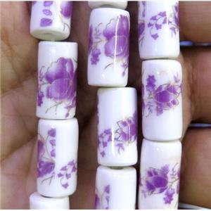 Porcelain beads, tube, approx 8x16mm, 20pcs per st