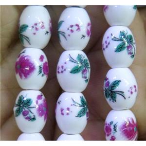 Porcelain barrel beads, approx 8x10mm, 32pcs per st