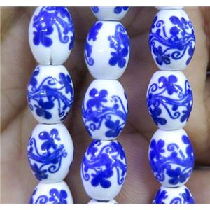 Porcelain barrel beads, approx 10x15mm, 23pcs per st