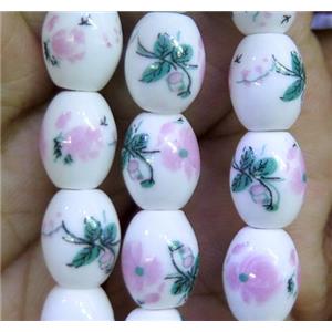 Porcelain barrel beads, approx 10x15mm, 23pcs per st