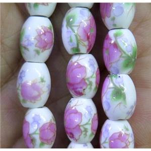 Porcelain barrel beads, approx 8x10mm, 32pcs per st