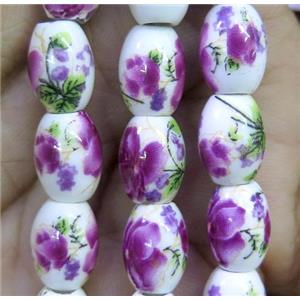 Porcelain barrel beads, approx 8x10mm, 32pcs per st