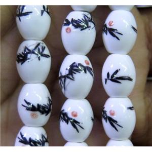 Porcelain barrel beads, approx 8x10mm, 32pcs per st