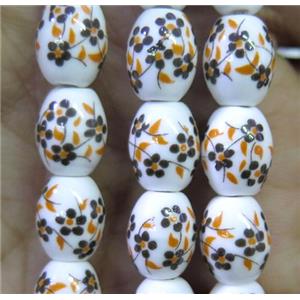 Porcelain barrel beads, approx 10x15mm, 23pcs per st