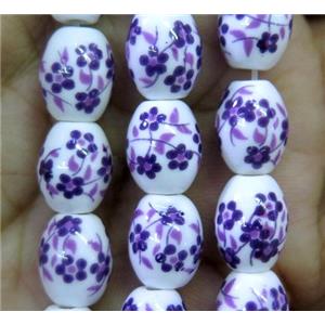 Porcelain barrel beads, approx 10x15mm, 23pcs per st