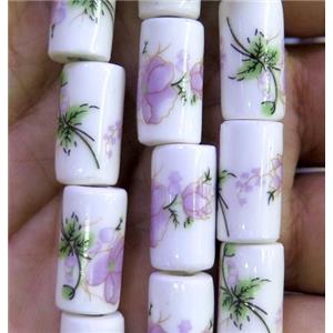 Porcelain beads, tube, approx 8x16mm, 20pcs per st