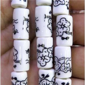 Porcelain beads, tube, approx 8x16mm, 20pcs per st