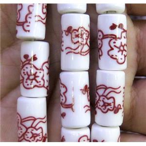 Porcelain beads, tube, approx 8x16mm, 20pcs per st