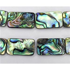 Paua Abalone shell bead, rectangle, approx 12x20mm