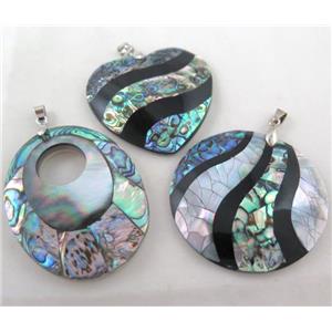 Paua Abalone shell pendant, approx 35-53mm